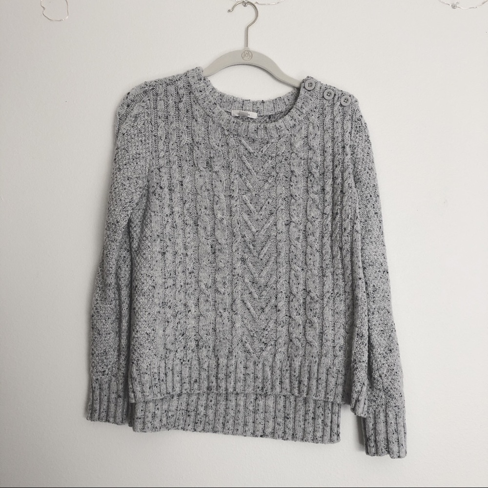 Grey marbled cable-knit sweater